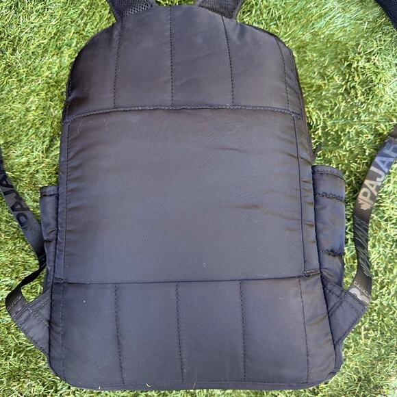 Pajar Twill Dome Quilted Puff Backpack Black Neutral Laptop Pocket Luggage Strap - Picture 8 of 13